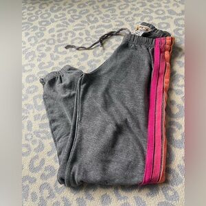 Aviator Nation Gray Pants with Pink and Orange Stripes